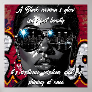 Poster Citação de Mulheres Negras Paisagem Urbana da Ci