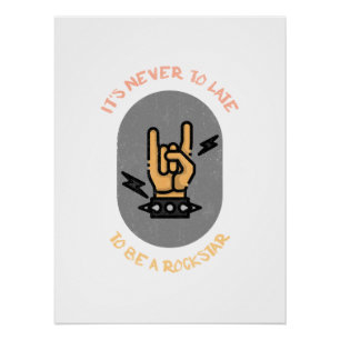 Pôster Citação de Música Inspiradora Rock On Negrito