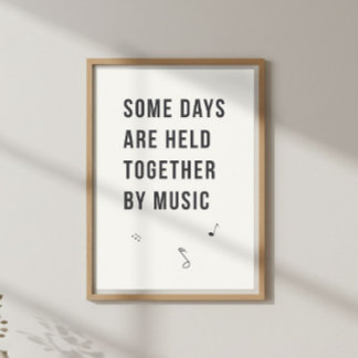 Poster Citação de Música Suave. Parede do Quarto