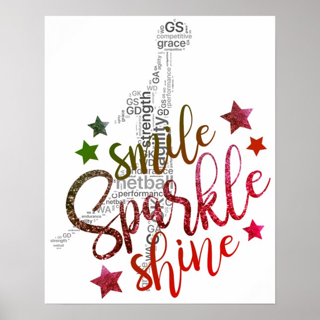 Poster Citação de Netball GS Inspiracional Colorida (Frente)