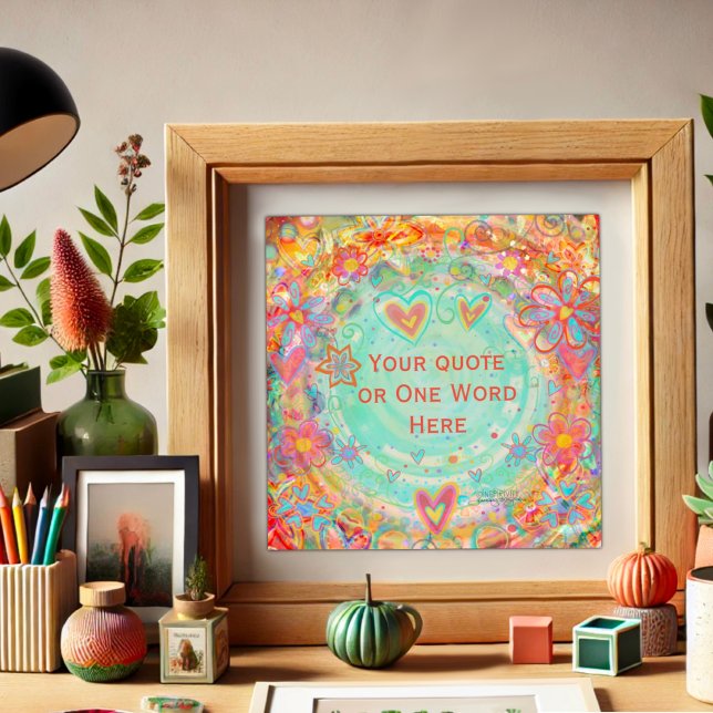 Poster Citação de Nome Personalizada de Laranja Floral La (Criador carregado)