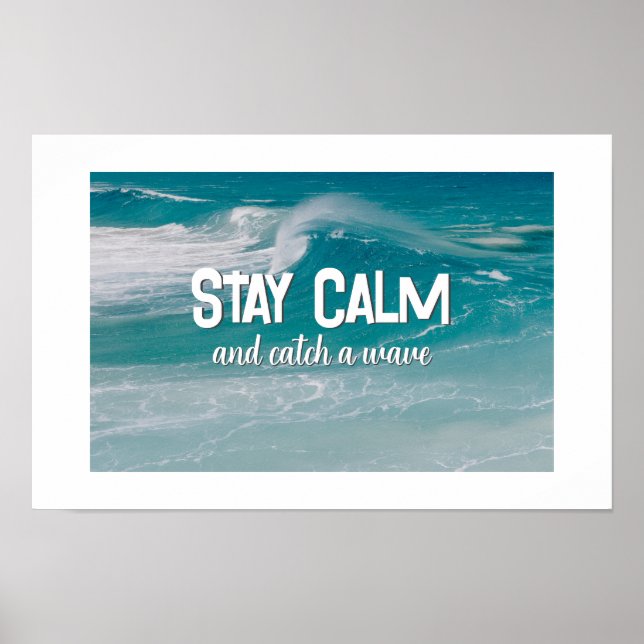 Poster Citação de Pegue uma Onda no Oceano (Frente)