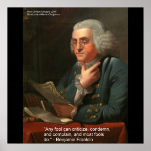 Poster Citação de Sabedoria de Ben Franklin "Qualquer Tol