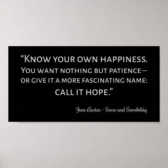 Poster Citação De Senso E Sensibilidade (Frente)