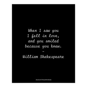 Pôster Citação de Shakespeare - Eu Me Apaixonei