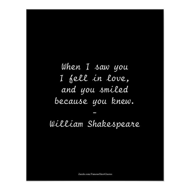 Pôster Citação de Shakespeare - Eu Me Apaixonei (Frente)