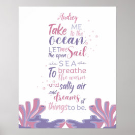 Poster Citação de Sonhos de Pastel oceano Personalizável
