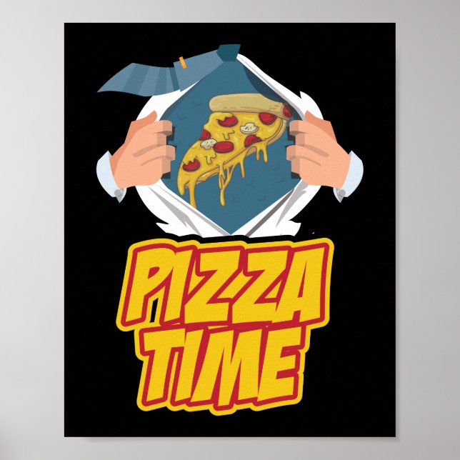 Poster Citação de Tempo de Pizza (Frente)