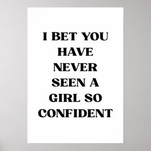 Poster Citação de Tipografia de Menina Confiante e Ousada