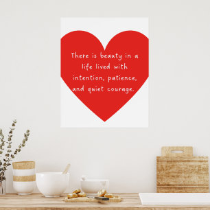 Poster Citação de Vida Inspiradora Coração Vermelho Uma I