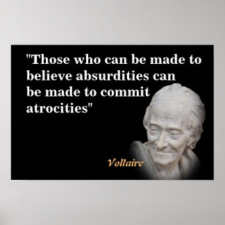 Poster Citação de Voltaire sobre Absurdos e Atrocidades