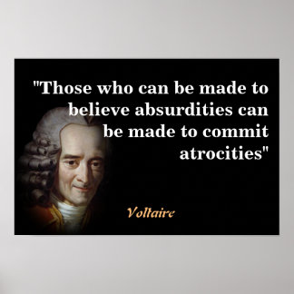 Poster Citação de Voltaire sobre Absurdos e Atrocidades