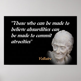 Poster Citação de Voltaire sobre Absurdos e Atrocidades