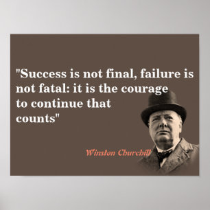 Poster Citação De Winston Churchill Na Coragem