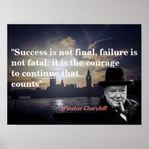 Poster Citação de Winston Churchill sobre Coragem