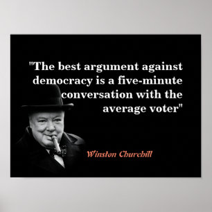 Poster Citação de Winston Churchill sobre Democracia