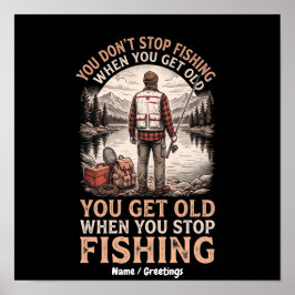 Poster Citação Divertida de Pesca Aposentadoria de Caçado