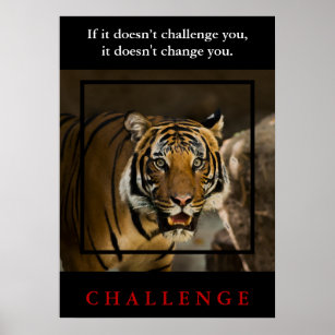 Poster Citação do Desafio Motivacional Wild Tiger