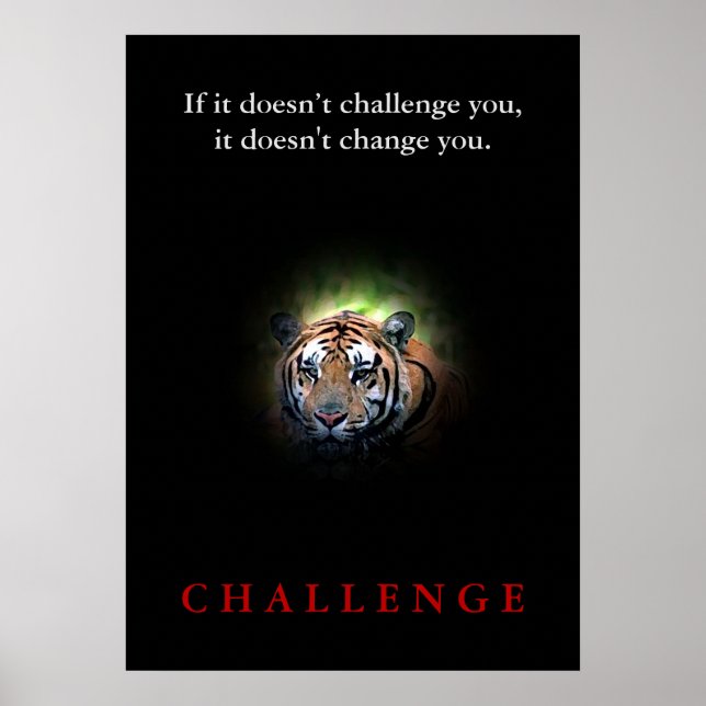 Poster Citação do Desafio Motivacional Wild Tiger (Frente)