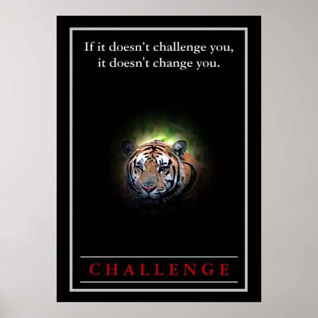 Poster Citação do Desafio Motivacional Wild Tiger (Frente)
