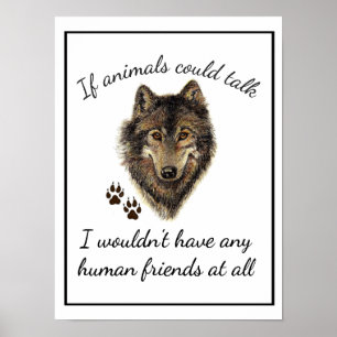 Poster Citação do Diversão de Lobos Amigos Animais Inspir