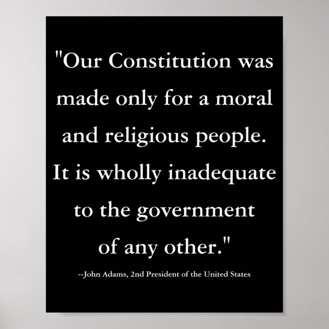 Poster Citação do Presidente John Adams Sobre a Constitui (Frente)