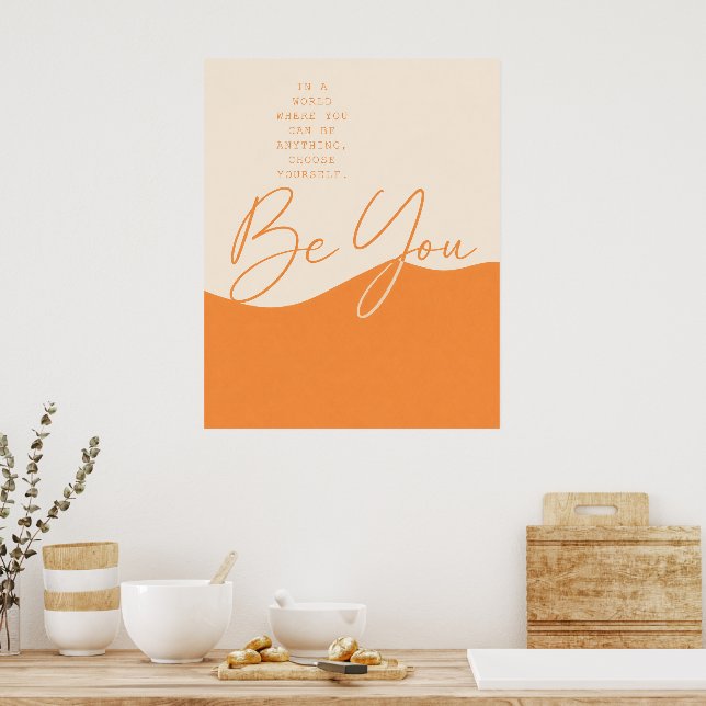 Poster Citação Empoderadora Bege e Laranja – Minimalista  (Cozinha)