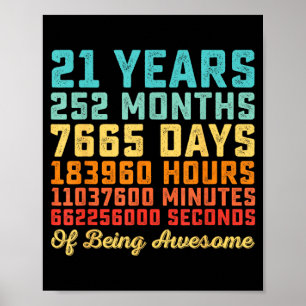 Poster Citação engraçada de aniversário de 21 anos Matemá
