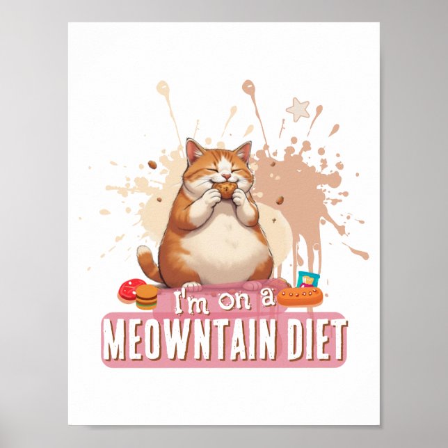 Poster Citação engraçada de gato pun, comida de gato fofo (Frente)
