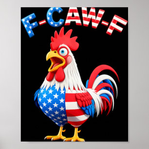 Poster Citação engraçada de humor de galinha F-caw-f Galo