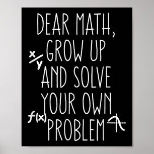 Poster Citação engraçada de matemática para meninas menin