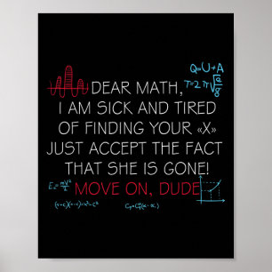 Poster Citação engraçada de matemática Querida matemática