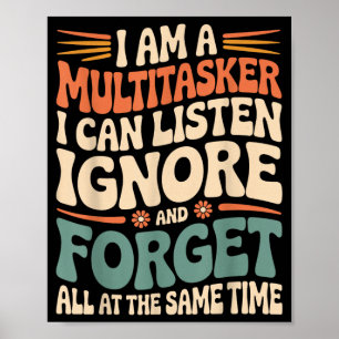 Poster Citação engraçada de multitarefa Humor sarcástico 