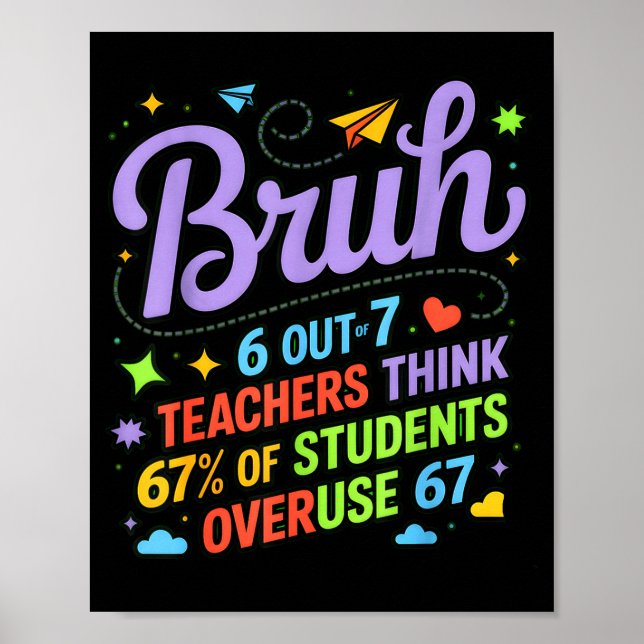 Poster Citação Engraçada de Professor Bruh 6 de 7 Profess (Frente)
