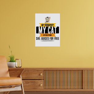 Poster Citação engraçada de terapeuta de gato humor para 