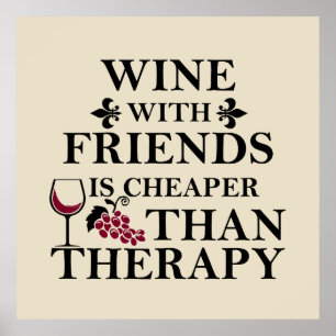Poster citação engraçada de vinho para estudantes amigos
