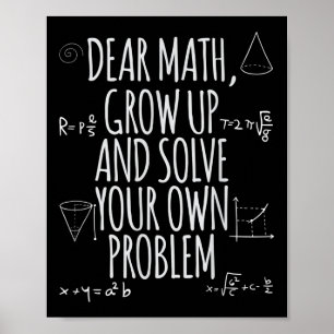 Poster Citação engraçada Querida Matemática Cresça Soluci