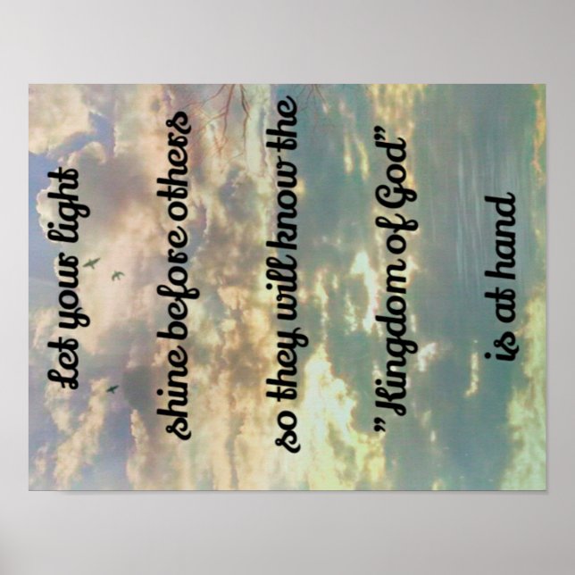 Pôster Citação espiritual "Reino de Deus" sobre o céu com (Frente)
