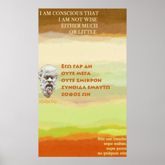 Poster Citação famosa dos Sócrates - não sou sábio (Frente)