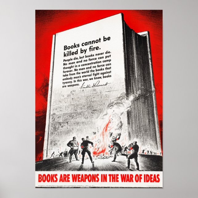 Poster Citação FDR Sobre Gravação De Livro - WW2 1942 (Frente)