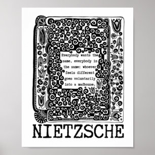 Poster citação filosófica de Ovinos e MADHOUSE de Nietzsc