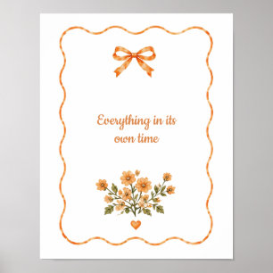 Poster Citação Floral Laranja “Tudo em Seu Próprio Tempo”