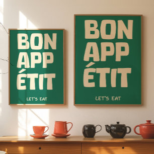 Poster Citação Francesa Cozinha Parede Bom Apetite Cartaz
