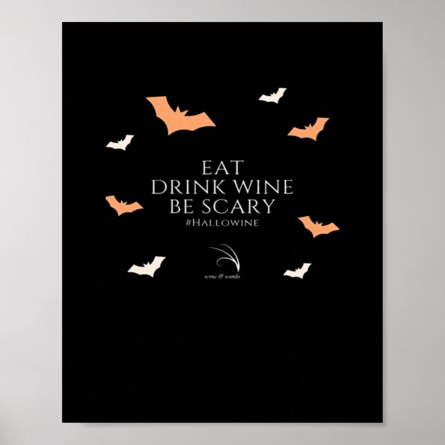 Poster Citação Hallowine Halloween Comer Beber (Frente)