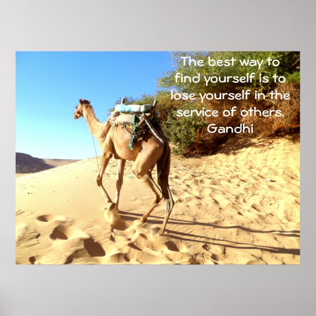 Pôster Citação Inspiracional Gandhi Sobre Autoajuda (Frente)