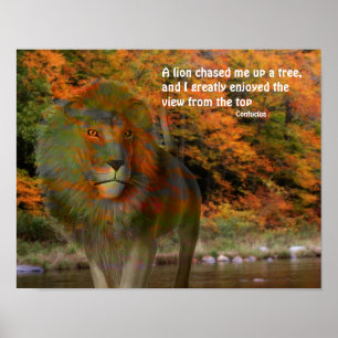 Pôster Citação Inspiracional Lion Confucius