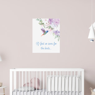 Poster Citação Inspirada na Bíblia Flores Beija-flor Pá