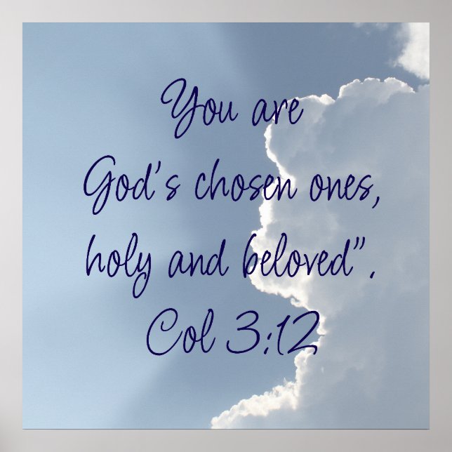 Poster Citação Inspiradora da Bíblia de Colossenses 3:12 (Frente)