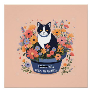 Pôster Citação Inspiradora de Gato Engraçado