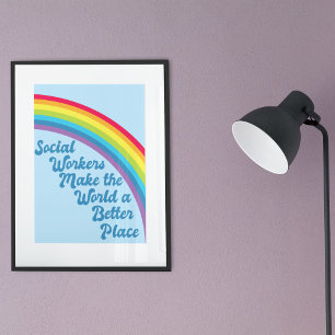 Poster Citação Inspiradora de Trabalho Social Fofo Arco-í